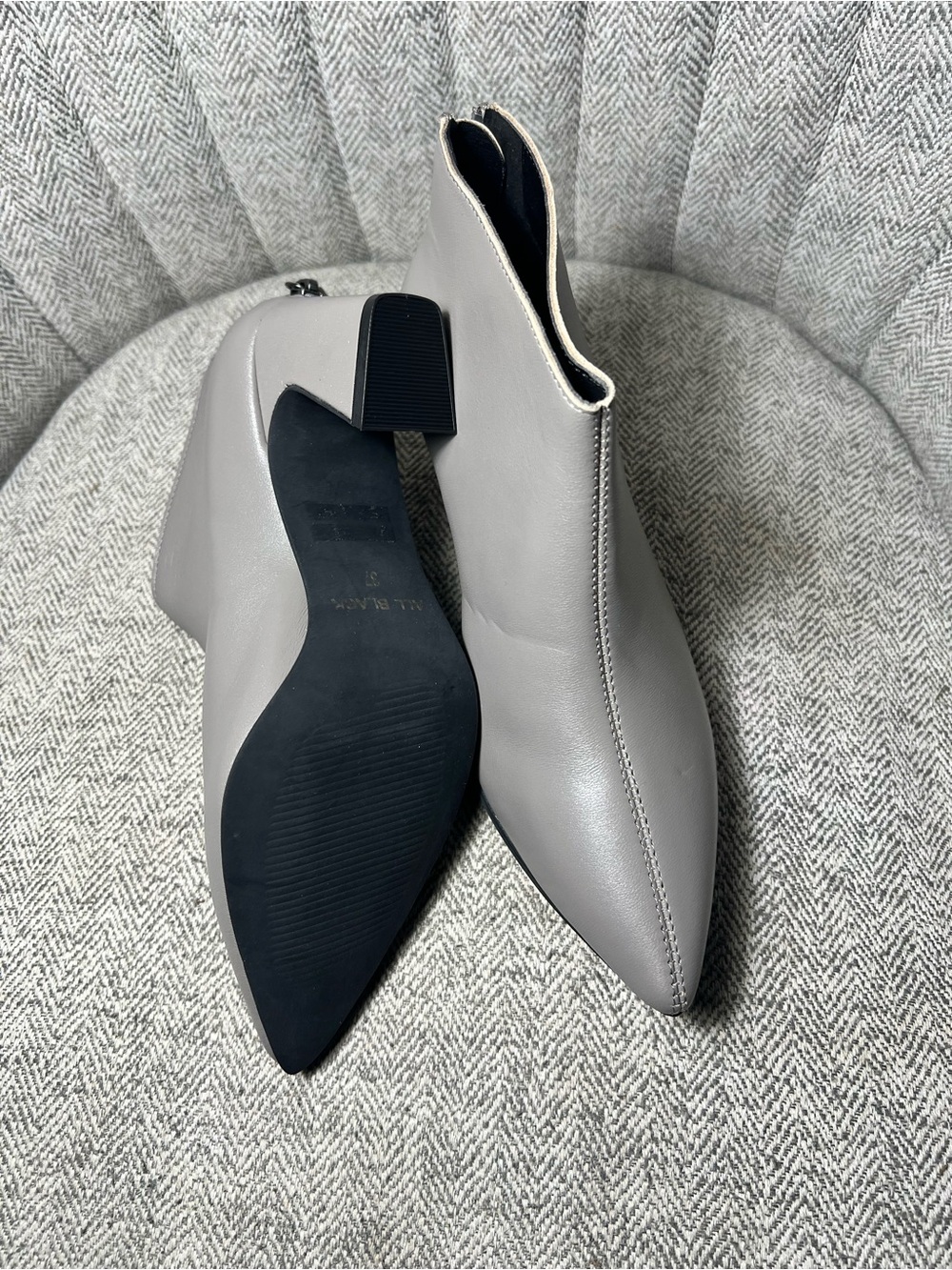 All Black Gray Pointed Toe Women’s Ankle Boots